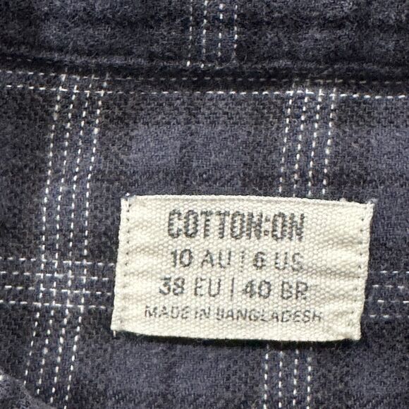 Cotton:on Flannel Shirt Women's 6 EU 38 Plaid Button Long Sleeve - Picture 2 of 7